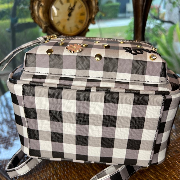 New Love Backpack Black & White Check Rhinestone & Studs
